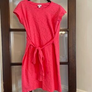 J.Crew Factory Pink Knit Tie-Waist Mini Dress, Size Small.